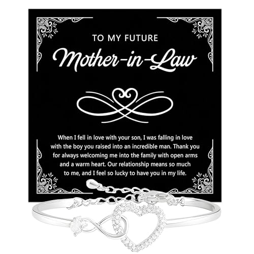 To My Mother in Law Infinity Heart Bracelet, Jewelry Present, Thoughtful Gift On Mother's Day Birthday Christmas With Heartfelt Message & Elegant Box