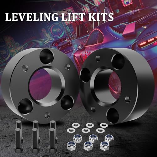 Image of 3 inch Ram 1500 Leveling Lift Kit, 3in Front Suspension Lift Kit Forged Strut Spacers for 2009-2026 Dodge Ram 1500 4WD, Dakota 2WD /4WD 2005-2007&2009-2011, CNC Machine Black Anodized