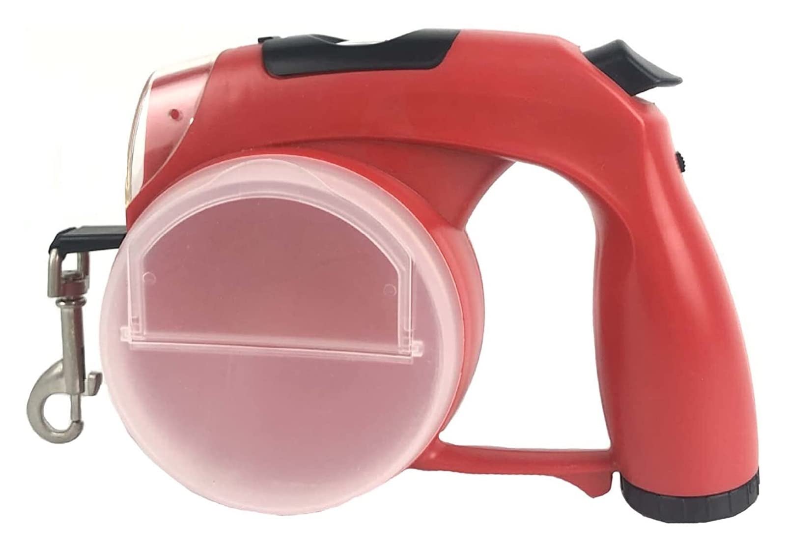 GOUJIAN Guinzaglio retrattile per cani, 4 m, 360°, senza grovigli, con torcia LED, contenitore per snack e dispenser di sacchetti della spazzatura, guinzaglio per cani all-in-two | rosso