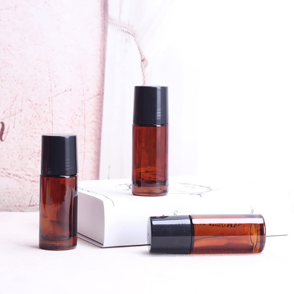JIHUOO 4 Stück 30 ml Glas Roll On Flaschen Nachfüllbare Ätherisches Öl Roller Flasche Leere Aromatherapie Behälter mit Rollenkugel