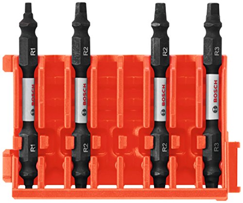Image of BOSCH CCSDESQV2504 4-Piece Assorted Set 2-1 /2 In. Impact Tough Square Double-Ended Bits with Clip for Custom Case System