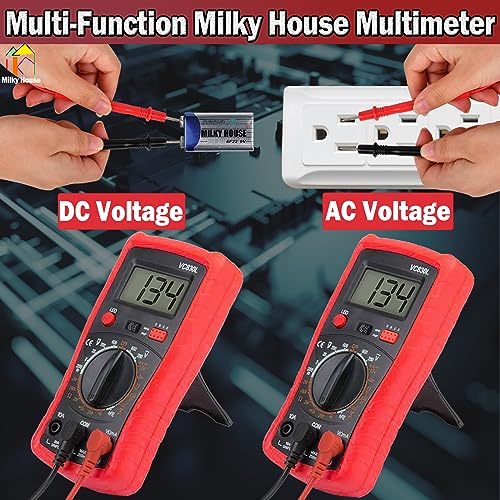 Image of Pocket Multimeter Voltmeter, Electric Tester With Backlight LCD Data Hold, Voltage Power Continuity With AC /DC Ohm Volt Amp Diode Digital Measurement