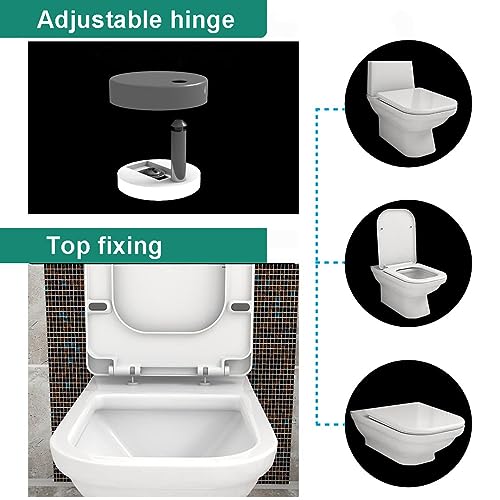 Asiento de inodoro cuadrado de liberación rápida, asientos de inodoro blancos para una fácil limpieza, fácil instalación con fijación superior, bisagras ajustables de 360°, 04A, un color-04A