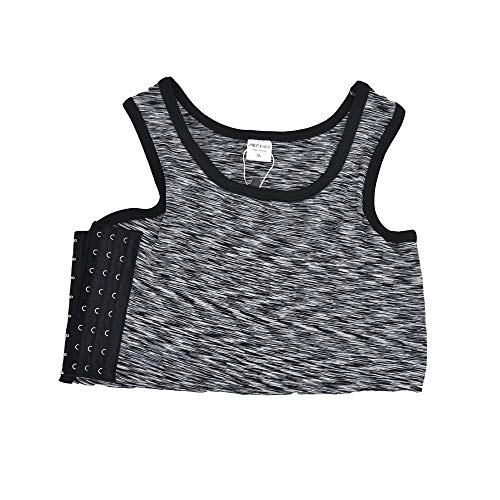 BaronHong Tomboy Trans Lesbian Cotton Chest Binder Plus Size Short Tank Top with Stronger Elastic Band(LightGray,S)