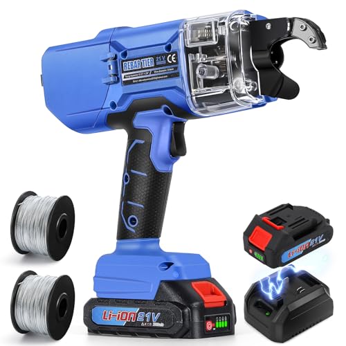 NEWTRY 20V Lieur fil fer d'armatures Professionnel Automatique Pince à Ligature sur Batterie pour Barres d'acier de 0,3'' ~ 1.33'' (7~34mm), avec 2 Batteries...