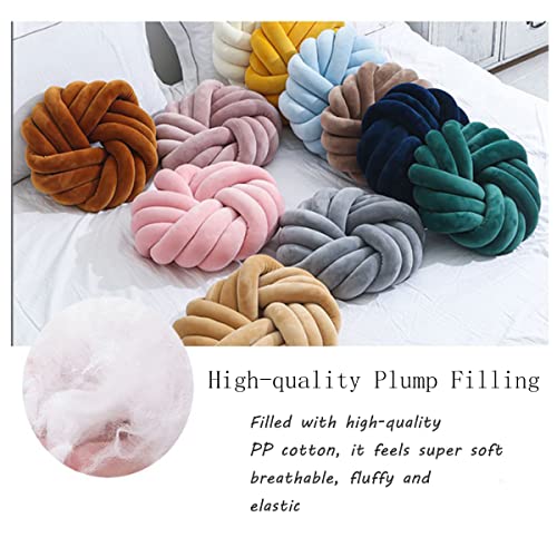 Slanke Knot Pillow Ball Large Decorative Throw Pillows 13.8 Inch Soft Velvet Round Knotted Pillow For Home Bed Room Couch Decor Office Sofa Decoration Cushion Plush Pillow Beige #TOP3
