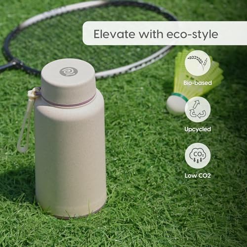 Image of Eha Earth Friendly Hydralife Water Bottle for Office & Schools | 400 ml Stainless Steel Water Bottle for Kids & Adults Made with Rice Husk | Bottle for Men, Women | Leak Proof | 1 Unit