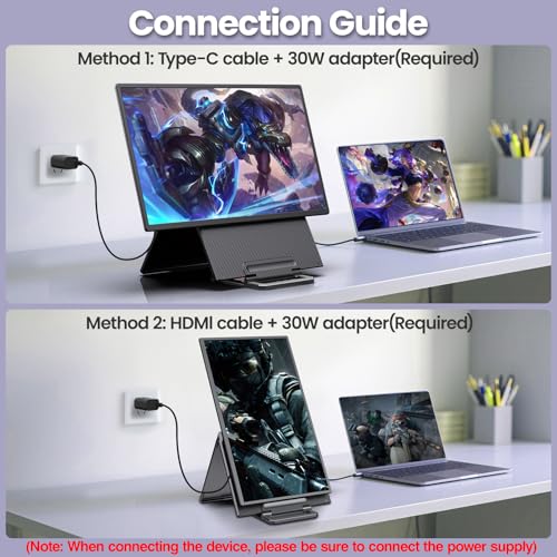Image of 2K 180Hz Portable Monitor,23.8 inch 2560x1440 QHD 120% SRGB IPS FreeSync Gaming Moniter USB-C HDMI Large Work Home Office Second Monitor VESA Mountable, Adjustable Tilt & Height for Laptop, PS4,Xbox