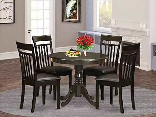 East West Furniture ANCA5-CAP-LC Wooden Dining Table Set- 4 Great Dining Room Chairs