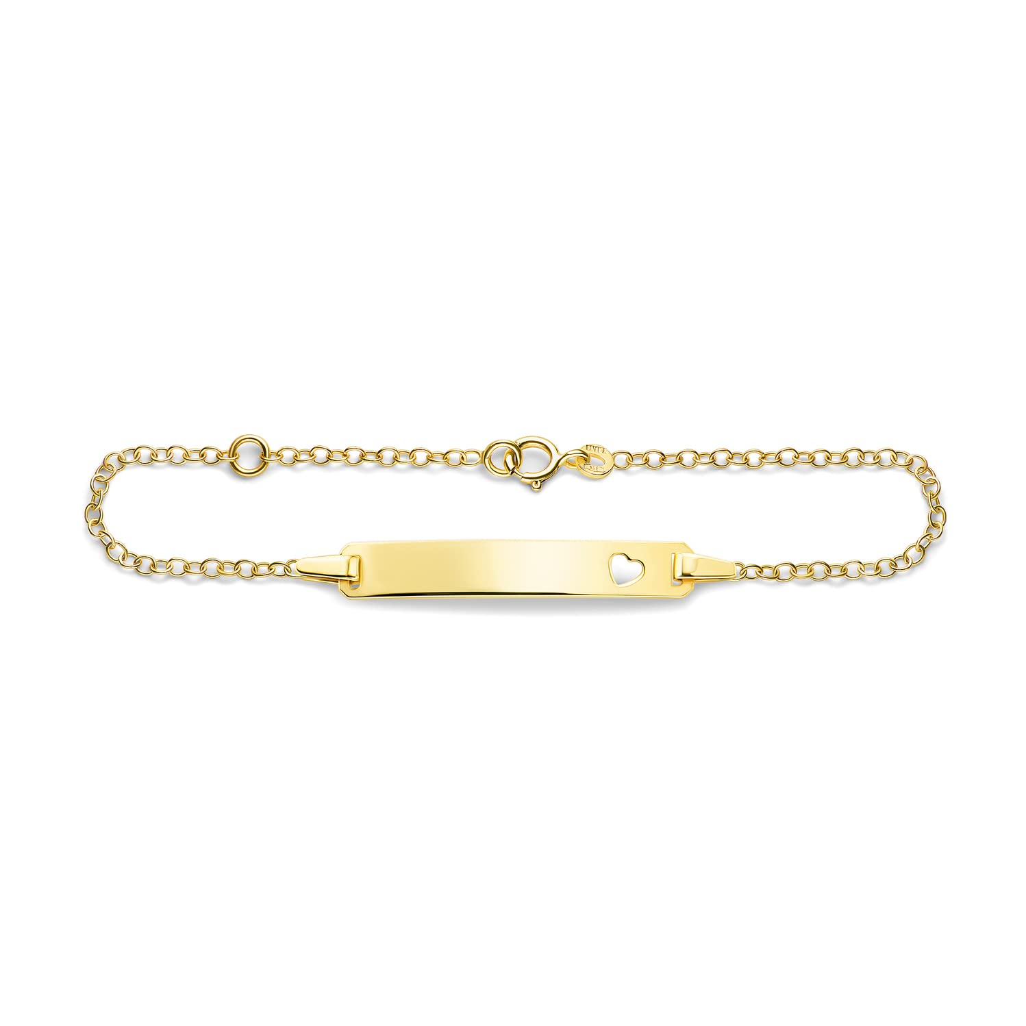 MIORE Kids pulsera infantil con placa para nombe en oro amarillo 375, longitud 14 cm (12 cm + 2 cm de extensión)