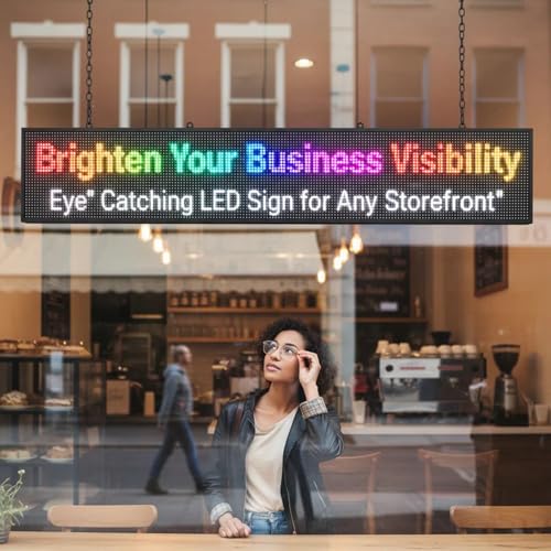 Image of P10 Scrolling Led Sign 77 inchX14 inch Programmable Display Digital Sign Outdoor Message Board For Business Custom Banner Word Light Advertising Wifi Control High Brightness Neon