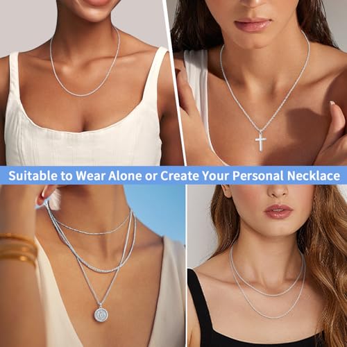 Jewlpire Italian 1.5mm Rope Chain 925 Sterling Silver Chain Necklace for Women, 14K Plated Gold Chain for Women Dainty & Sturdy Women's Chain Necklaces, 16 18 20 22 24 26 Inch4