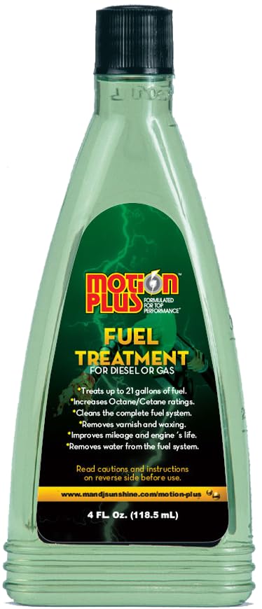 Fuel Treatment Motion Plus - Concentrated Formula 4 fl. Oz. – Treats up to 21 Gallons - Fuel Stabilizer & Treatment, Gasoline Stabilizer, Star Tron Marine Enzyme Fuel Treatment
