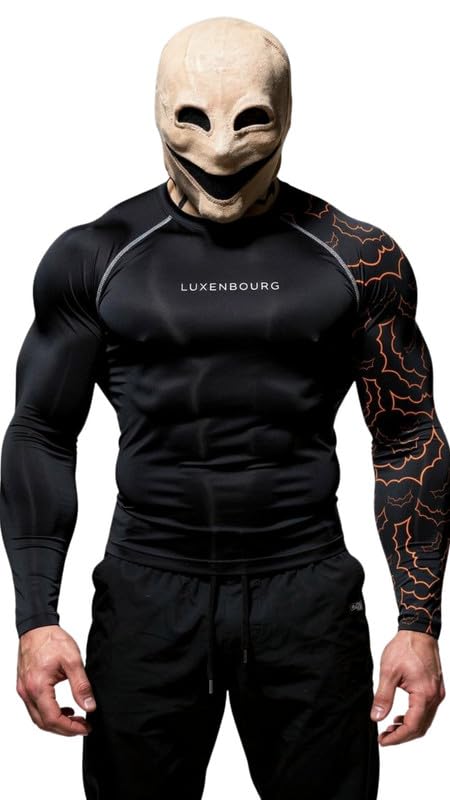 luxenbourg Mens Gym Compression T-Shirt | Polyester Full Sleeve Sports Wear and Rash Guard for Training Workout and Athletic Activewear | Black-picture-18