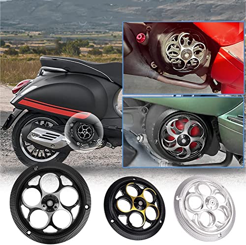 Lorababer Motorrad Roller CNC Aluminium Motorhaube Lüfterabdeckung Schutz Kühlerschutz Zubehör Radseiten abdeckungen für Vespa Sprint 125 150 (Schwarz)