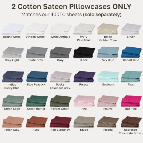 Image of California Design Den Standard Pillow Cases Set of 2-400 Thread Count, 100% Cotton Sateen, Soft and Breathable Pillowcases Queen /Standard - Fresh Clay
