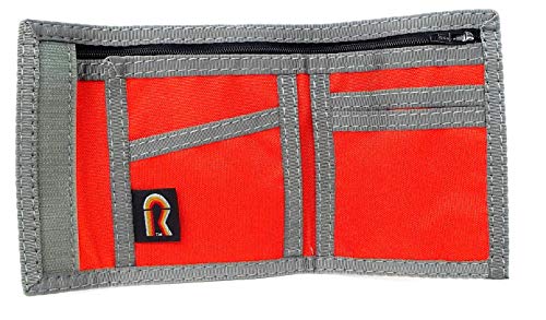 Image of Rainbow of California RFID Protection Original Nylon Bifold Wallet. USA Made (Orange w /Foliage Trim)