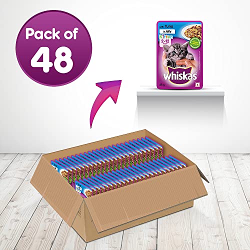 Whiskas-Wet-Cat-Food-For-Kittens-2-12-Months-Tuna-in-Jelly-Flavour-48-Pouches-48-x-85G