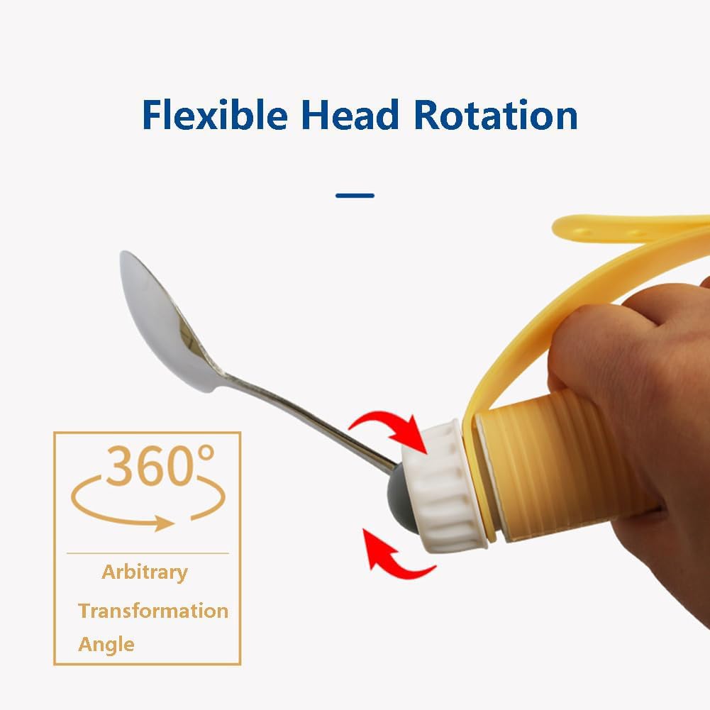 Cubiertos Adaptativos con Cuchara y Tenedor Giratorios 360º - Herramientas Ajustables para Ancianos y Discapacitados Movilidad Limitada, Set of 4
