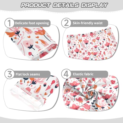 KLL A Pattern of Flowers in Pink Toddler Girls Active Leggings Stretch Full Length Workout Pants Sports3