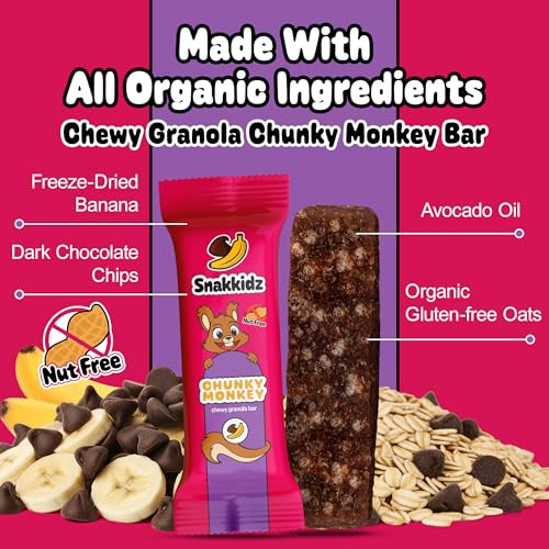 Image of Snakkidz Organic Granola Bars, Chunky Monkey, Seed oil free, 45 Bars