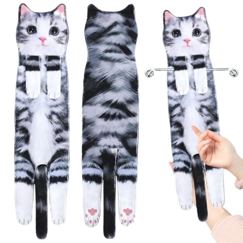 ASCIUGAMANO GATTO DIVERTENTE: Immergiti nel mondo dell'amore per i gatti! C'è un bottone automatico sul palmo del gatto e, asciugandoti le mani, ti sembrerà di accarezzargli delicatamente la pancia. Le stampe realistiche su dorso, coda e zampe sono così carine che non potrai fare a meno di tenerle tra le braccia!