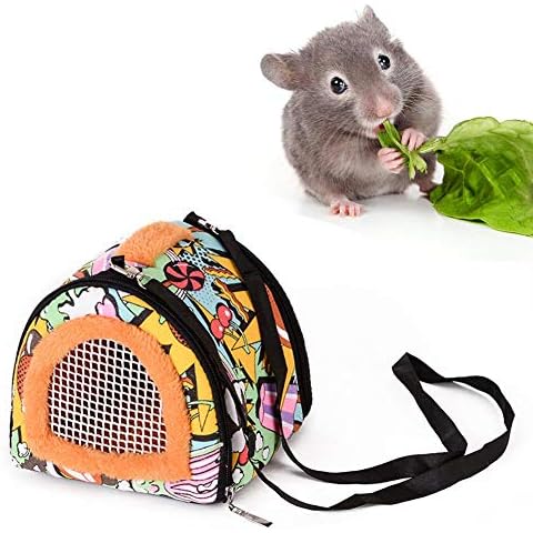 fllyingu Pet Hamster Carrier Bag,Breathable Portable Travel Carrier Bag With Detachable Strap Zipper for Small Pets Hedgehog Sugar Glider Squirrel Cover