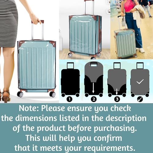 Image of Kraptick Transparent Luggage Cover - Waterproof and Dustproof Luggage Protector, Stretchable Elastic Cover for Travel Trolley Bags, Durable and Clear Luggage Protector Case (Transparent-18 Inch)