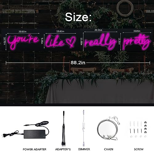 Image of You're Like Really Pretty Neon Signs, Neon Light for Wall Decor,Light Up Sign for Wedding, Engagement,Neon Signs for Bedroom Decor