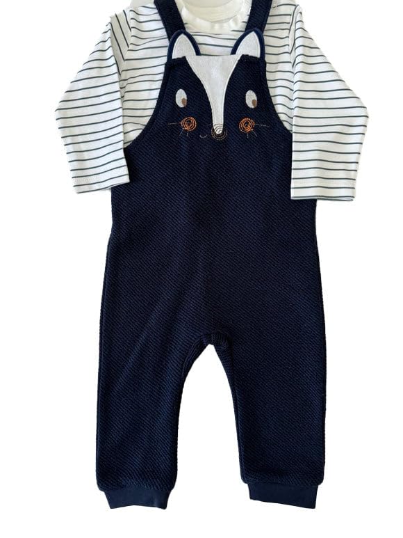 Wear Sierra Newborn Baby & Toddler Overalls - 2 Piece Set with Stripes Long Sleeve Shirt - Both little boys & girls