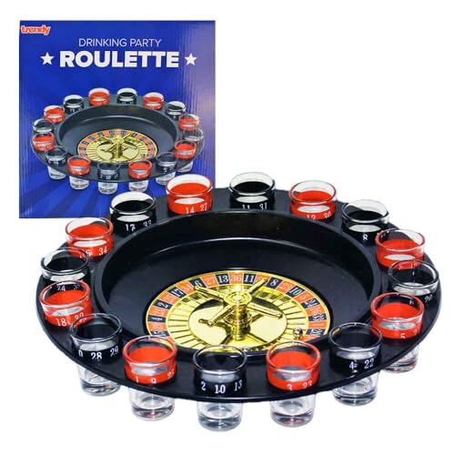 BEMIRO Roulette-Trinkspiel 30 x 30 cm Mit 16 Shotgläsern (je 15 ml) Klassiker für Jede Party Im Karton mit Schutzfolie