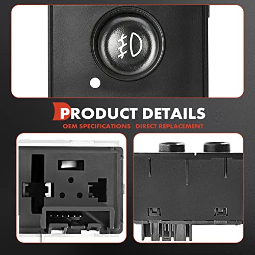 A-Premium Cargo And Fog Lamp Switch Compatible With Chevy Silverado 1500 2500 3500 & Gmc Sierra 1500 2500 3500, Tahoe, Yukon & Cadillac Escalade, Replace# 15143597 #TOP5