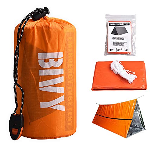 Life Emergency Shelter – 2 Person Tent – Emergency Blanket/Sleeping Bag/Raincoat 4PCS – Survival Tarp