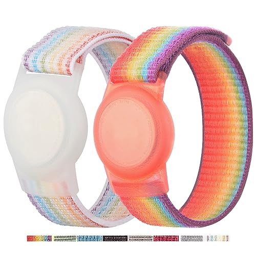 Image of Bracelet for AirTag Kids,Protective Cover for Air Tag with Nylon Wristband | Adjustable for Air Tag Bracelet,Anti Lost GPS Trackers Case Elastic Watch Band for Toddlers Girls Boys Elders