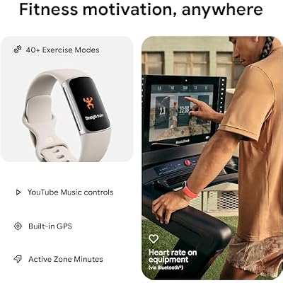 Fitbit Charge 6 Fitness & Activity Tracker with Heart Rate Monitoring, Google Maps & Wallet, Advanced Health Insights, Sleep & Activity Tracking, S & L Bands Included (Porcelain/Silver Aluminium)