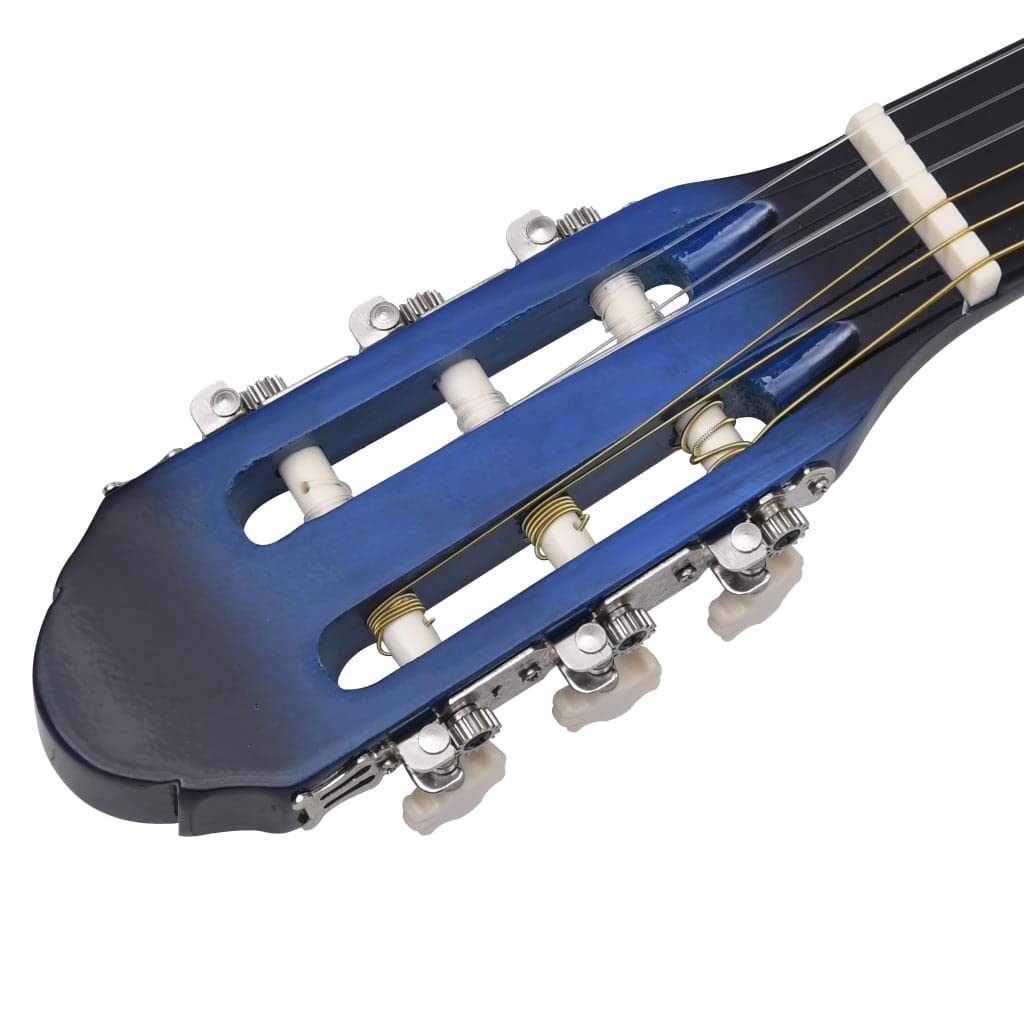 Klassikgitarre 4/4 Größe 39 Zoll Akustikgitarre für Anfänger inkl. Tasche Blau Lindenholz Konzertgitarre Einsteiger Set