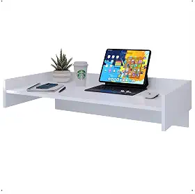 Escrivaninha Mesa de Computador Suspensa Home Office Escritório Lua (Branco)