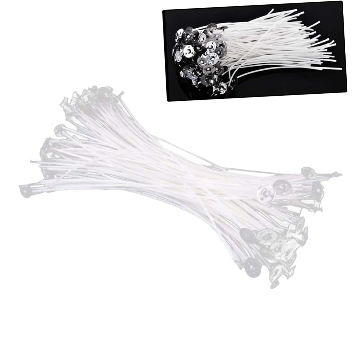 OSALADI End to End Burn 100pcs 15cm Natural Cotton Core Pre-Waxed Wick for DIY Candles