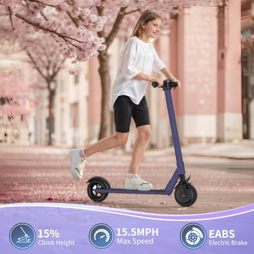 Image of Caroma Electric Scooter Adults,450W Peak Foldable E-Scooter,16 MPH,21 Miles | 3 Speeds & 15 Climb, UL2272 EABS Brake,Smart LED Display Lights, Foldable Frame For Kids 8+, Teens Women Commute Travel