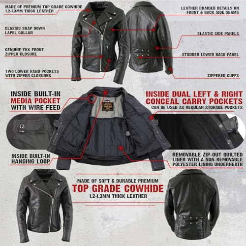 Image of Milwaukee Leather Women's Classic Premium Leather Motorcycle MC Style Riding Jacket
