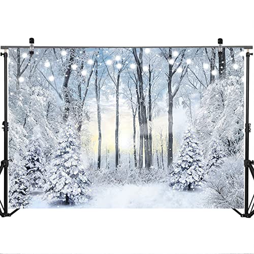 Telón de Fondo Bosque Nevado 8x6ft para Fotografía miniatura 5