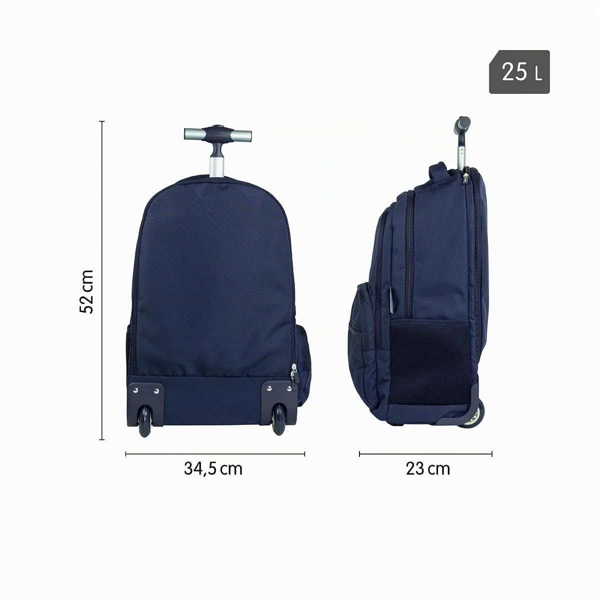 MILAN Mochila con ruedas 6 cremalleras (25L) serie 1918, azul marino