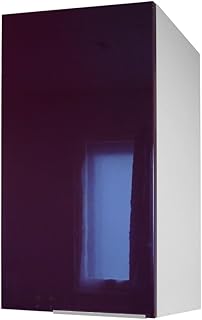 Berlioz Creations CP4HA Meuble Haut de Cuisine avec 1 Porte Aubergine Haute Brillance 40 x 34 x 70 cm, Fabrication 100% française