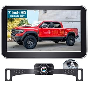 Backup Camera 7-Inch Monitor Truck: 2K USB Plug-Play Easy Set up No Glare-Led Lights Car Rear View Camera Clear Night Vision Reverse Camera DIY Parking Line – AMTIFO A23