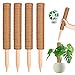 YAUNGEL Pflanzstab, 4 Stück 41CM Pflanzstäbe Kokos Moosstab für Monstera Pflanze Rankhilfen für Kletterpflanzen Natürlicher Pflanzenstütze mit 20M Drehbändern