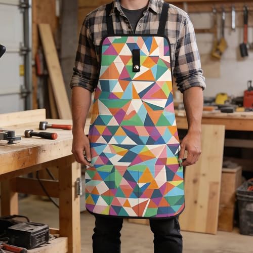 Delantal de trabajo unisex con bolsillos y diseño geométrico miniatura 5