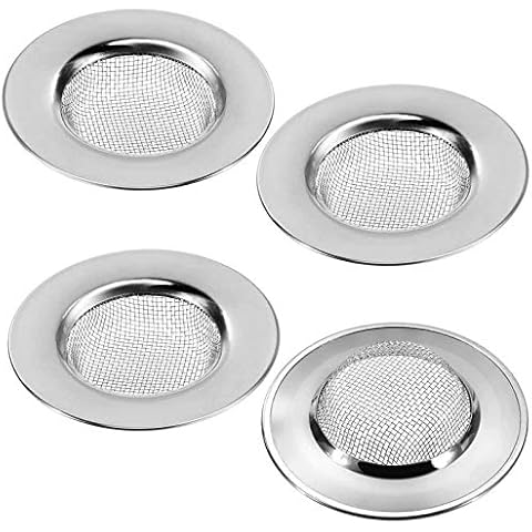 Stainless Steel Sink Strainer Plug,4 Pieces Stainless Steel Sink Drain Filters,Sink Metal Strainer Bath Basin Plughole Filter,for Sink,Bathrooms,Shower,Kitchens,78 * 40 * 15mm,Silver Cover
