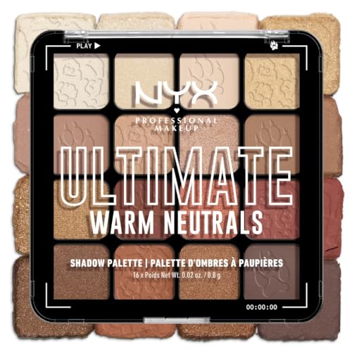 NYX Professional Makeup Palette de Fards à Paupières Ultimate Shadow, 16 couleurs, Finition Intense et Longue Durée, Formule Vegan Sans Ingrédients...