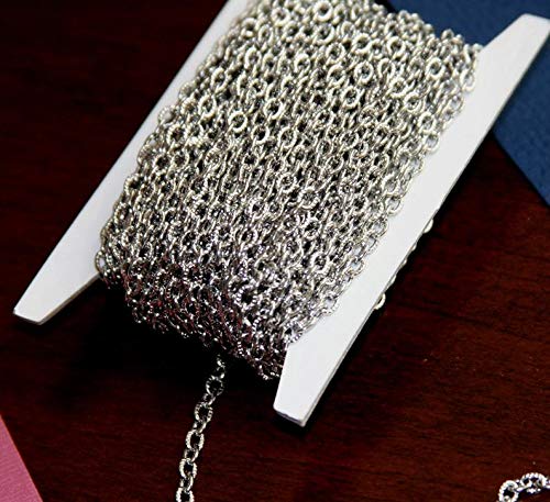 25 ft of Aluminum Curb Open Link Chain 7X10mm - Matte Silver Color