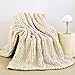 Admitrack Chunky Knit Blanket Throw 51"x63", 100% Hand Knit Chenille Throw Blanket for Sofa & Home Decor, Soft and Cozy Knitted Throw Blankets (Ivory，51"x63")